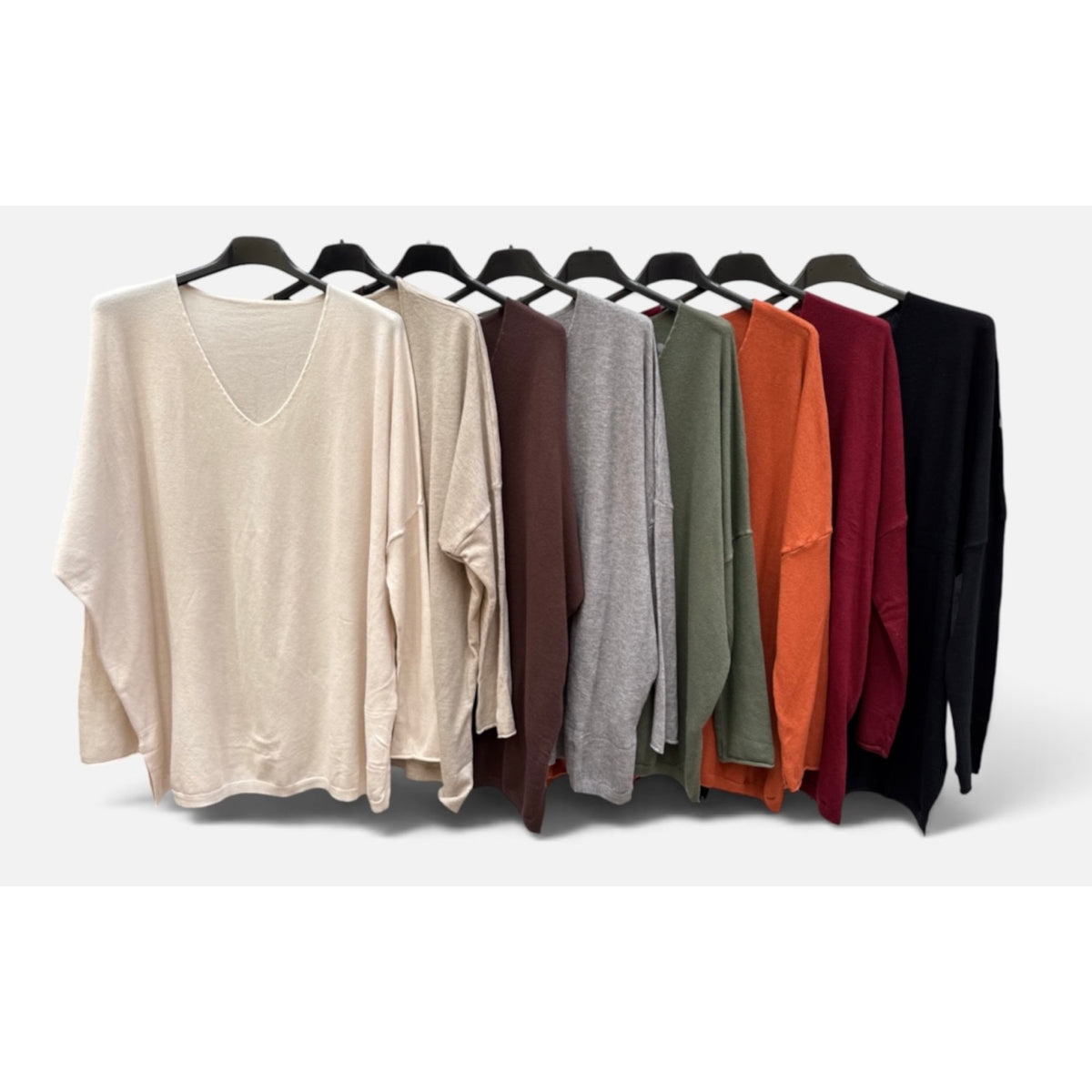 Detalle colores jersey de punto oversize con cuello de pico - POLITA 14068163