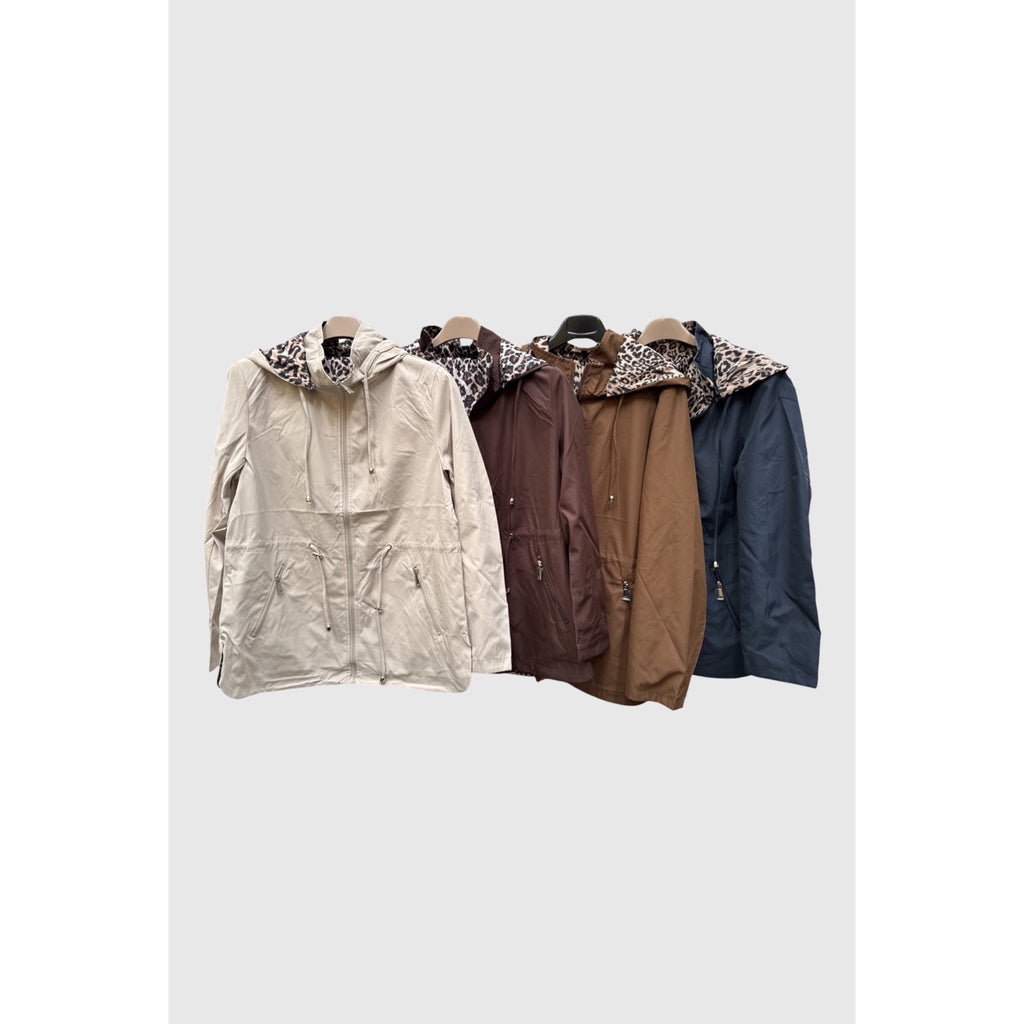 Parka reversible con estampado de leopardo en beige, marrón chocolate, camel y azul marino - POLITA 14448013.